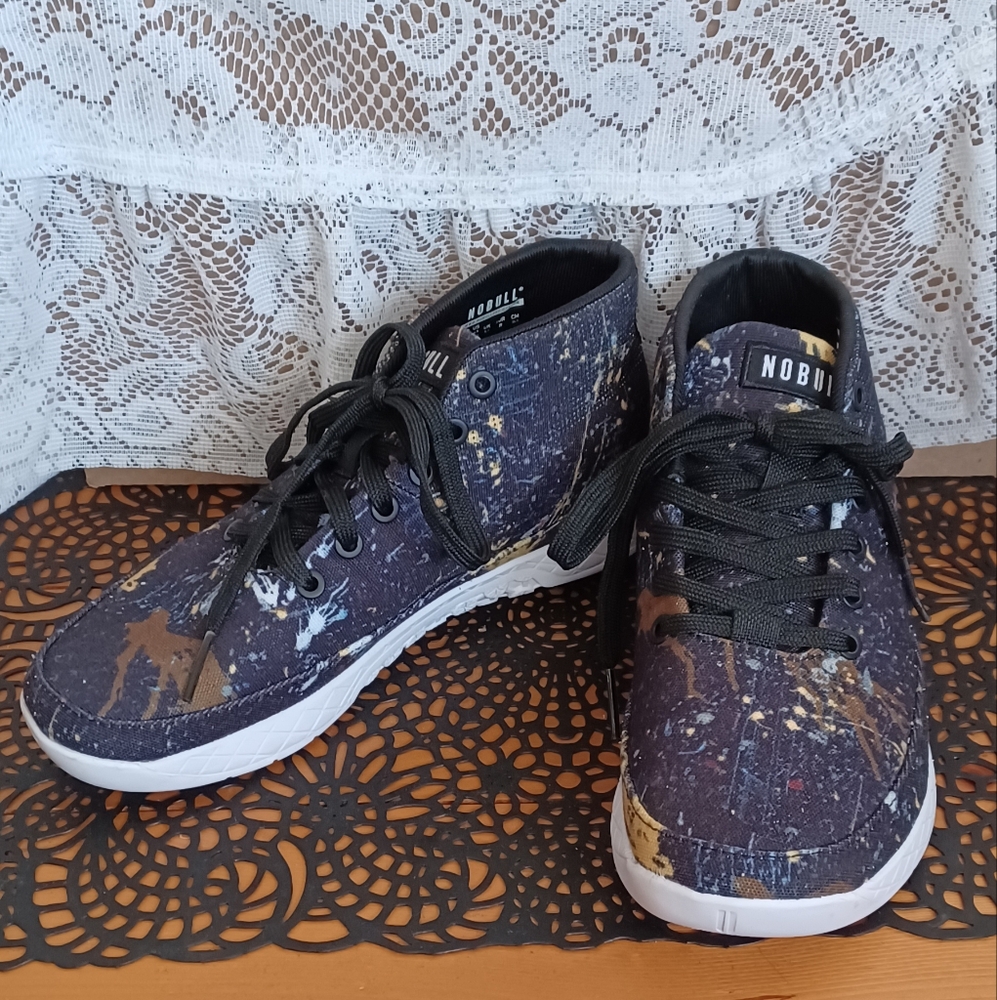 NOBULL UNISEX MID CANVAS TRAINER SPLATTER MEN'S SIZE 6.5/ WOMEN'S SIZE 8